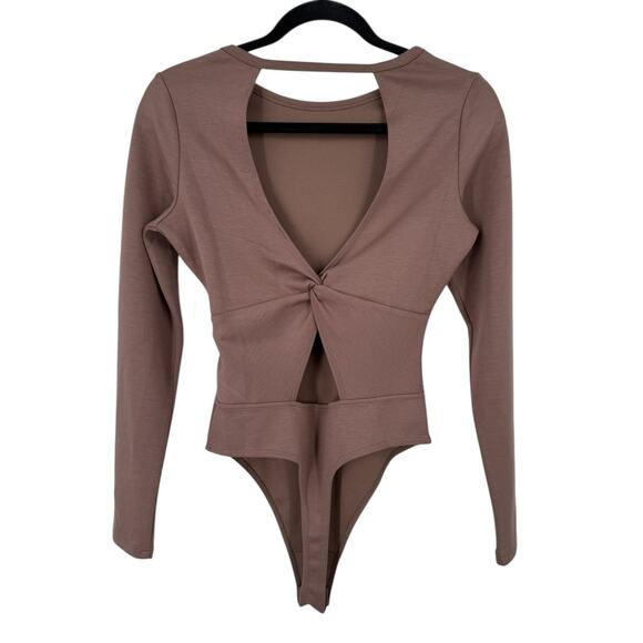 Hudson Bodysuit Knot back long sleeve brown size Small S - Picture 4 of 7